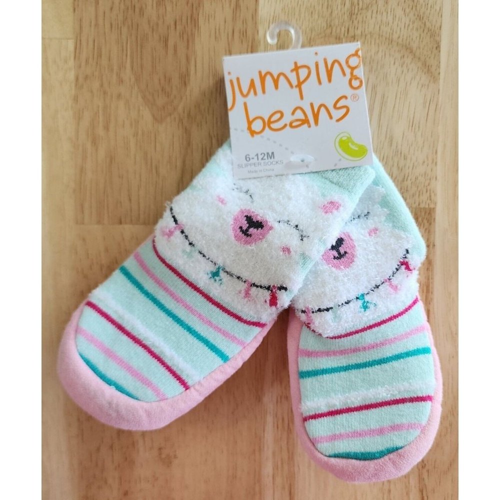 NEW Jumping Beans Llama Slipper Socks‎ Slippers Toddler Girl 3-4 Size 6-12M